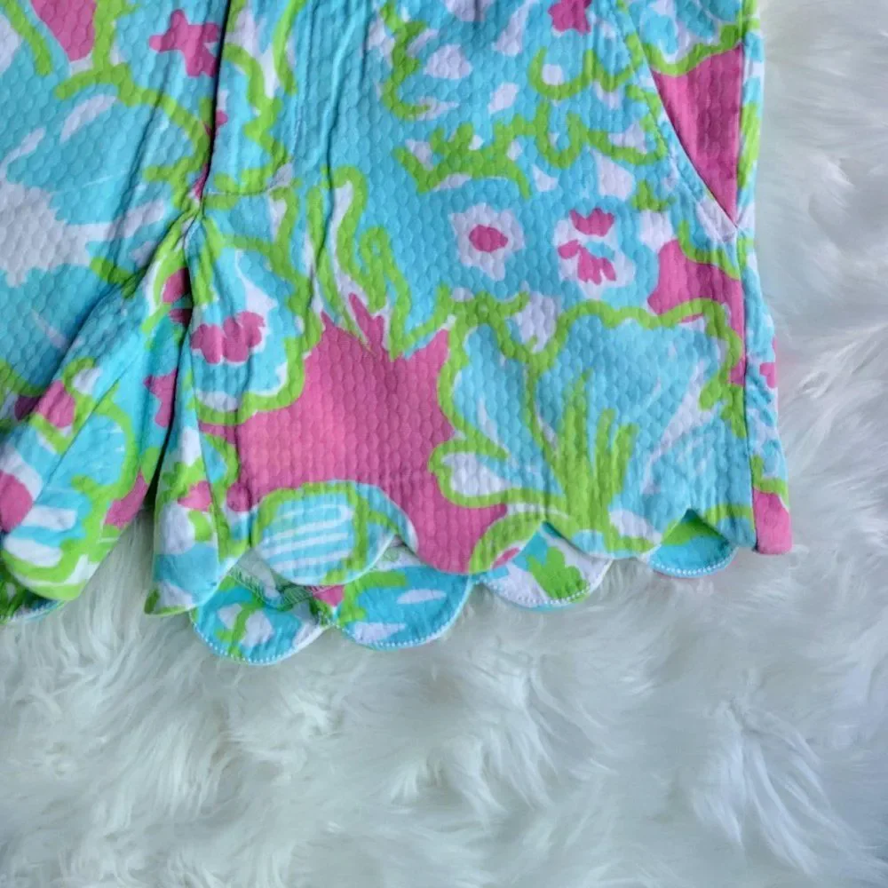 Lilly Pullitzer Buttercup Shorts Size 0 Scalloped Preppy Nantucket Summer Fem